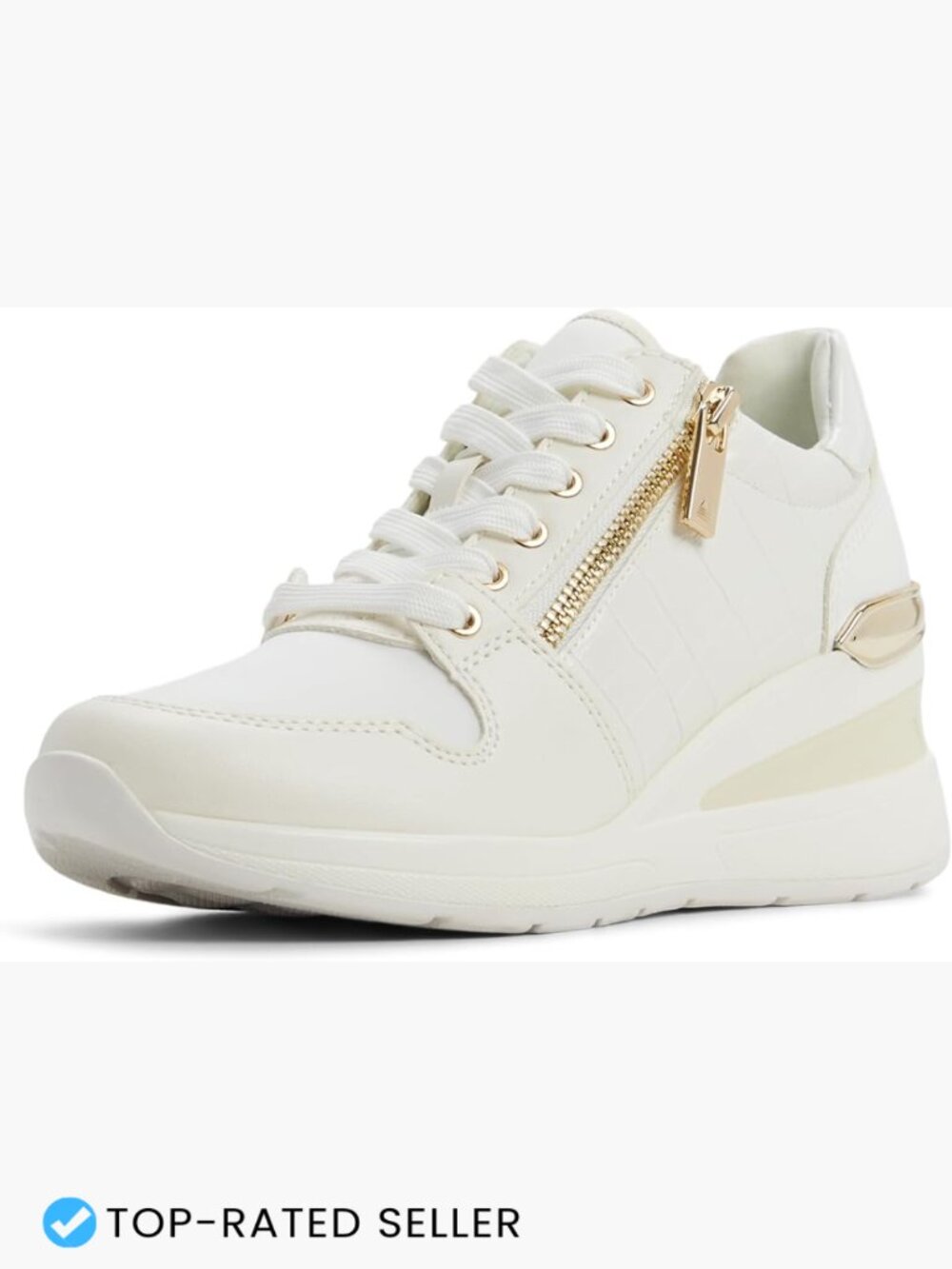 Croco Embossed Wedge Sneaker Comfort Cushioned Lace Up Casual City Chic Ten